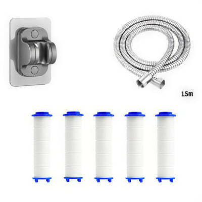 Shower Hose, Filter, & Wall Mount Bundle