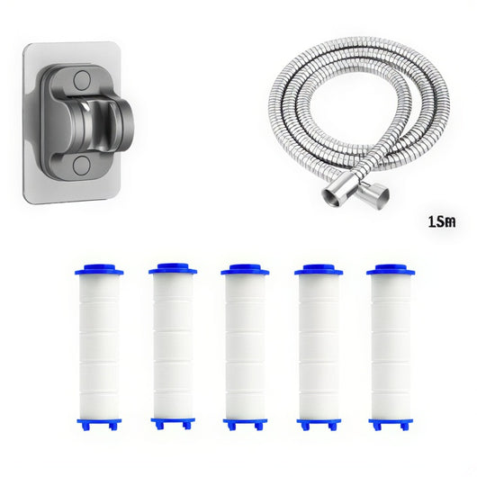 Shower Hose, Filter, & Wall Mount Bundle
